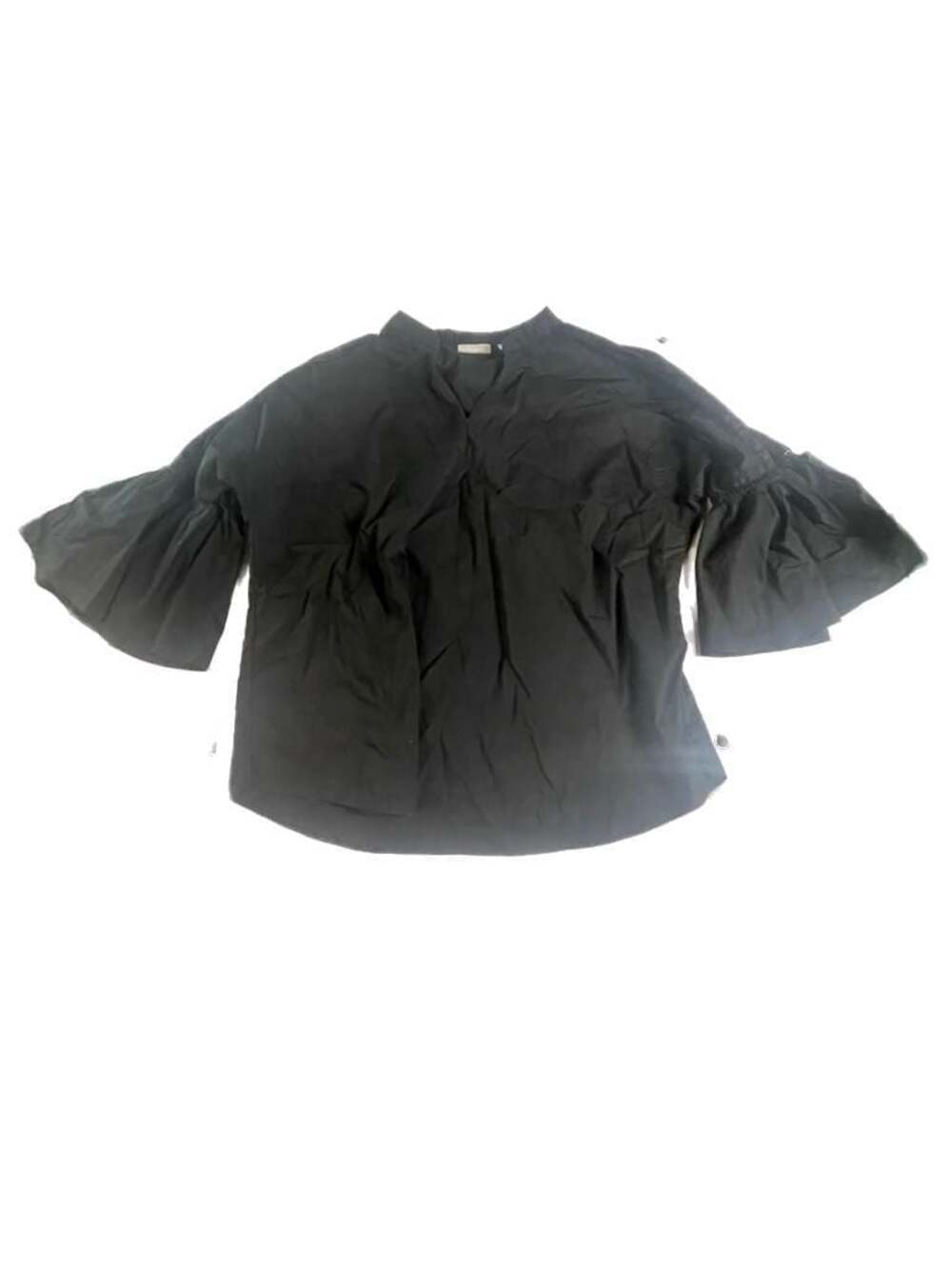 New York & Company Black Bell Sleeve Blouse Size L